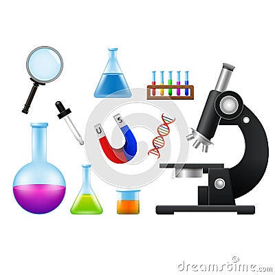 Laboratory tools and equipment Vector Illustration