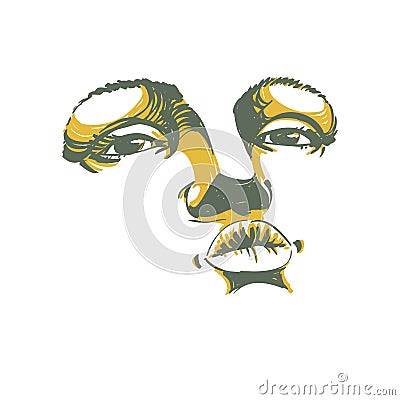 Illustration of lady face, delicate visage features. Eyes and li Vector Illustration