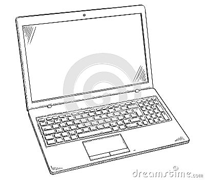 Illustration of Laptop PC - sketch style doodle Vector Illustration