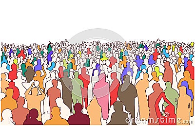Illustration of large mass of people in perspective Stock Photo