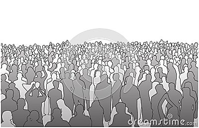 Illustration of large mass of people in perspective Stock Photo