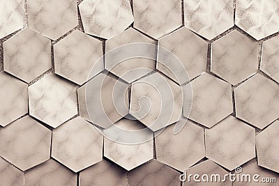 Illustration with large hexagons tinted brown color. Cartoon Illustration
