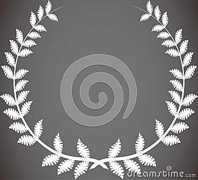 Round frame of laurel white silhouette Vector Illustration