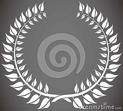 Round frame of laurel white silhouette Vector Illustration