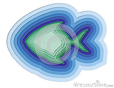 Illustration of a layered fish in the ocean Stock Photo