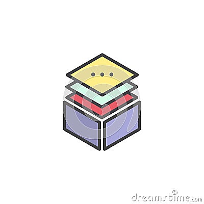 Illustration Layered Stacks Showing Working Progress, Level Indicator Symbol Multi Platform Vector Illustration