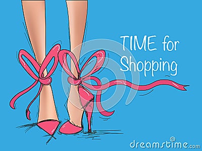 Illustration legs of woman in fashion summer shoes Vector Illustration