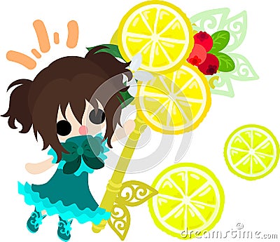 The illustration of lemons and girls Vector Illustration