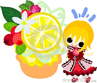 The illustration of lemons and girls Vector Illustration