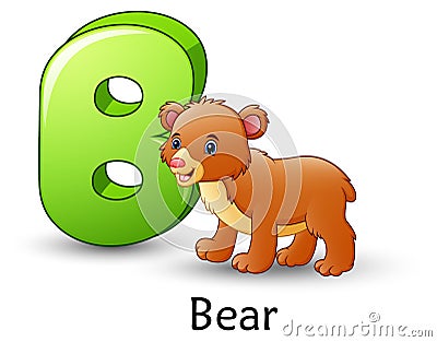 Letter B is for Bear cartoon alphabet Vector Illustration