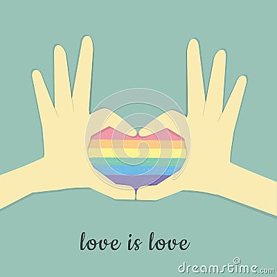 Illustration of LGBT. Love is love. Pride month celebration against violence, descrimination, human rights violation. Equality and Stock Photo