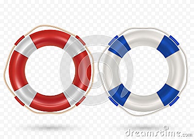 Illustration of lifebuoy ring with rope isolated on transparent Stock Photo