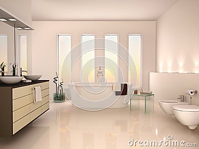 Illustration of lightweight minimalist interior of a modern b Cartoon Illustration