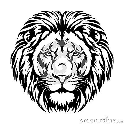 Illustration of lion head in drawing stencil style. Vector Illustration