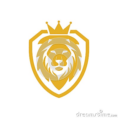 Illustration lion king shield logo Vector Illustration