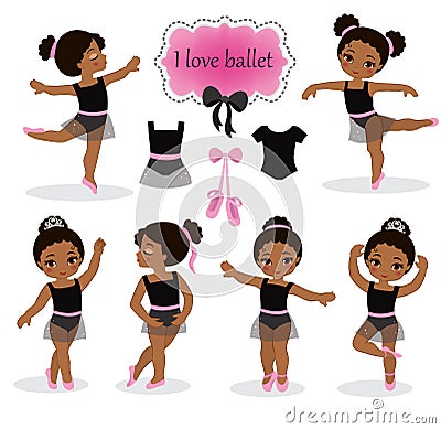 Illustration of little ballerinas and other related items. Vector Illustration