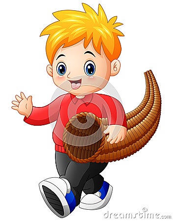 Little boy with horn of plenty Vector Illustration