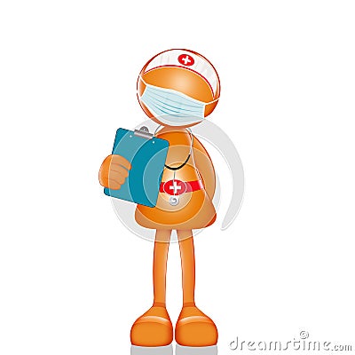 illustration of little girl stylized nurse Cartoon Illustration