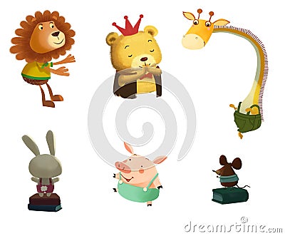 Illustration: Little Happy Animal Friends. Stock Photo