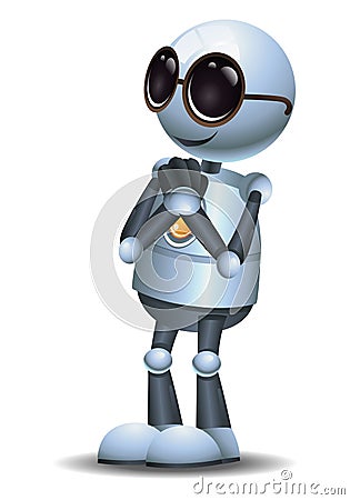 Little robot emotion in relaxing Vector Illustration