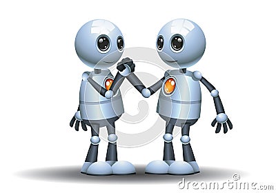 Little robots team mate handshake image Vector Illustration