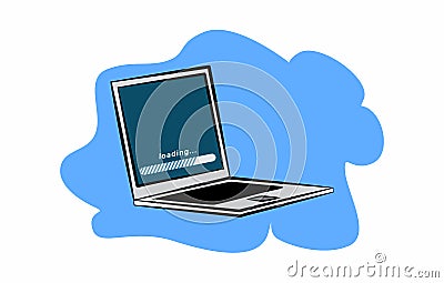 Cartoon vector illustration design, illustration of loading indication on laptop Vector Illustration