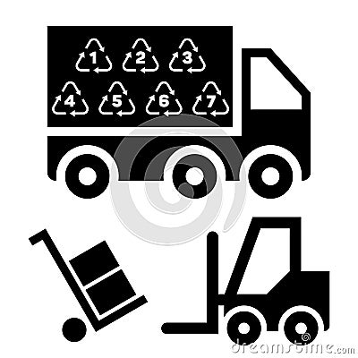 Illustration of logistic delivery and transportation with truck and cargo platforms Vector Illustration