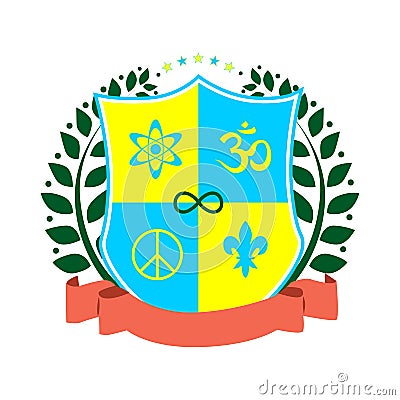 Illustration - coat of arms in the style of flat design on the theme of mysticism and esotericism Vector Illustration