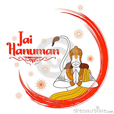 Lord Hanuman on abstract background for Hanuman Jayanti festival of India Vector Illustration