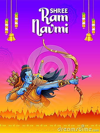 Shree Ram Navami celebration background for religious holiday of India Vector Illustration