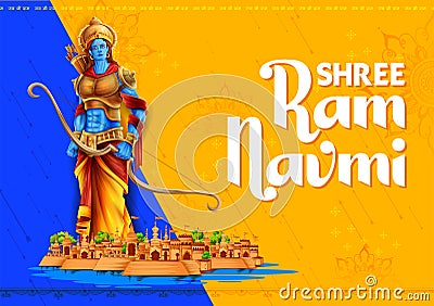 Shree Ram Navami celebration background for religious holiday of India Vector Illustration