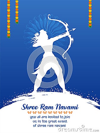 Shree Ram Navami celebration background for religious holiday of India Vector Illustration