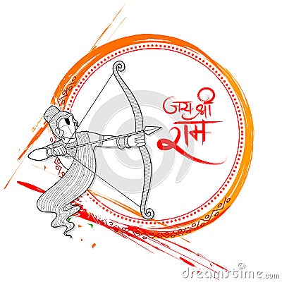 Lord Rama with arrow in Dussehra Navratri festival of India poster Vector Illustration