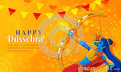 Illustration of Lord Rama killing Ravana in Navratri festival of India poster for Happy Dussehra. Vector Illustration