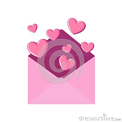 illustration of love coming out of the envelope. isolated on white background and easy editable. Vector Illustration