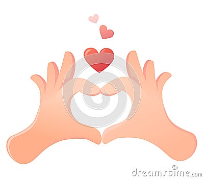 Illustration of love is depicted with the fingers of the hands Vector Illustration