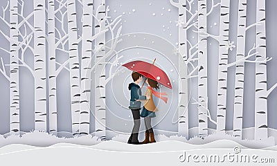 Illustration of Love and winter season Vector Illustration