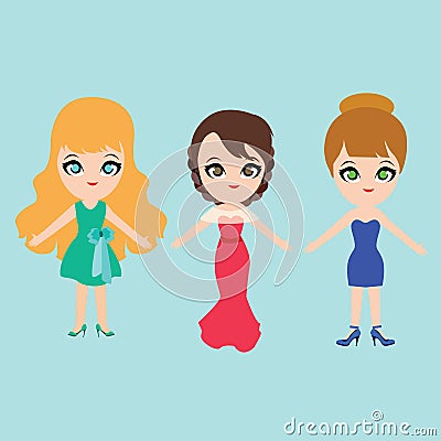 Illustration of lovely bridesmaids vector. Vector Illustration