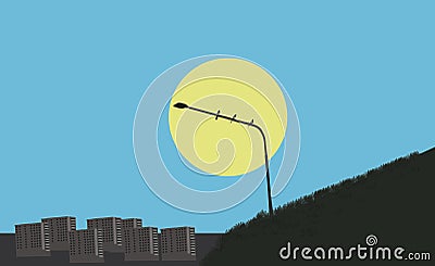Illustration of low angle view of lamp post with birds Stock Photo