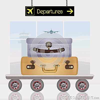 Luggage departures airport Stock Photo