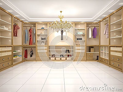 illustration of luxury wardrobe in modern style Cartoon Illustration