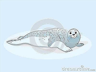 The illustration of lying cute sea calf Vector Illustration