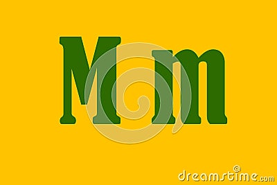 Illustration of the `m` letter drawn with a green tonality Stock Photo