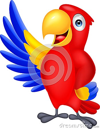 Macaw bird cartoon waving Vector Illustration