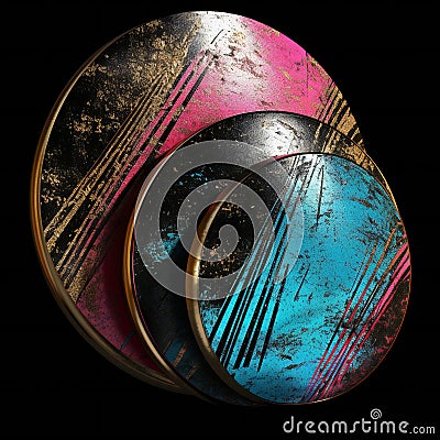 Macro photo of three color circle, abstract, colors Cartoon Illustration