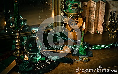 Magical stuff, old magic concept, spells and prediction Stock Photo