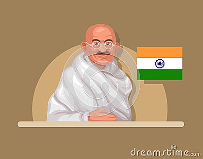 illustration of Mahatma Gandhi was an Indian lawyer who led his country to freedom figure vector Vector Illustration