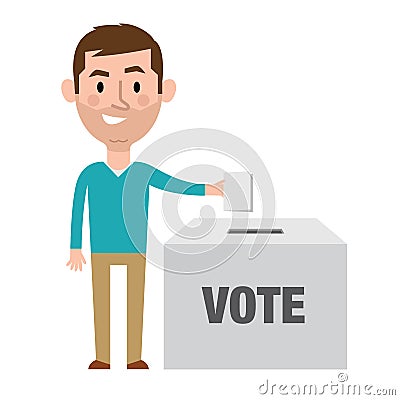 Illustration Of Male Character Putting Vote In Ballot Box Stock Photo