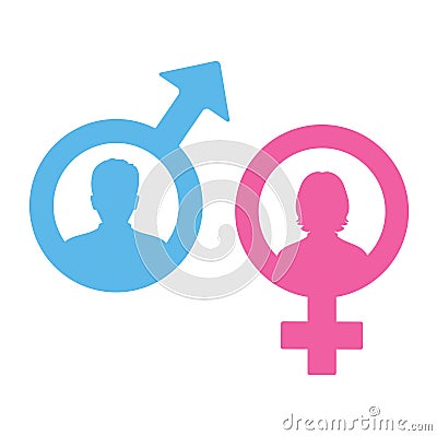 male and female icon set. Gentleman and lady toilet sign. Man and woman user avatar. Flat design style Vector Illustration