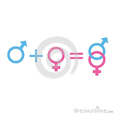 Male and female keyboard combination.Gender symbol pink and blue icon Vector Illustration